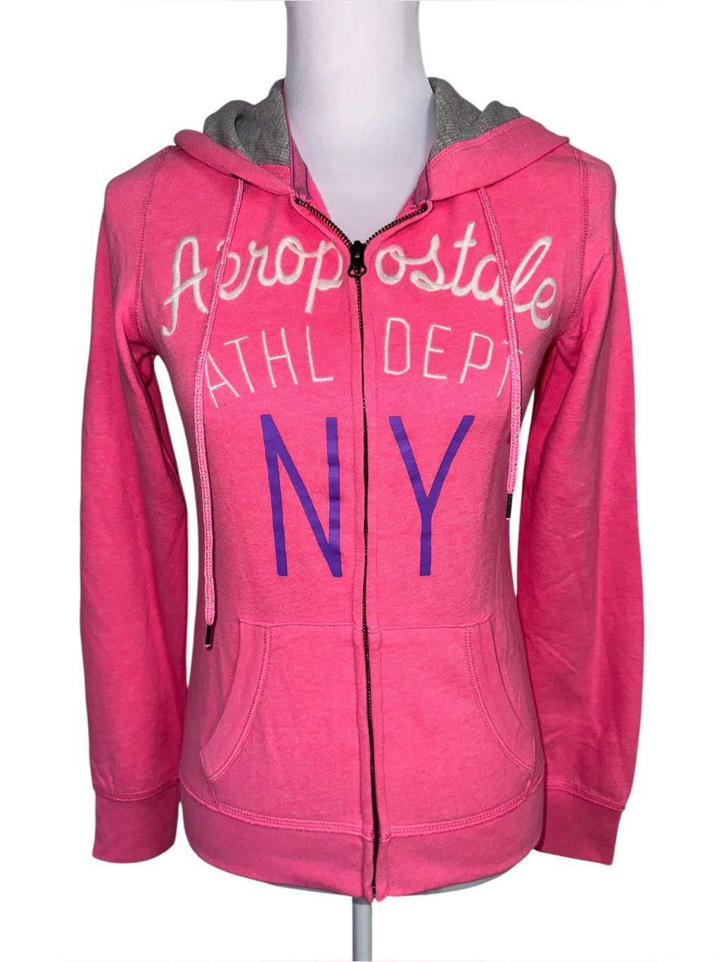 Aeropostale Ny Pink Full Zip Hoodie Small S Graphic Sweatshirt Y2k Casual Nwt
